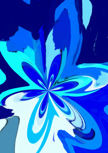 Digital Arts titled "Blue ice flower" by Shanny Ask Lasasa, Original Artwork, Digital Painting