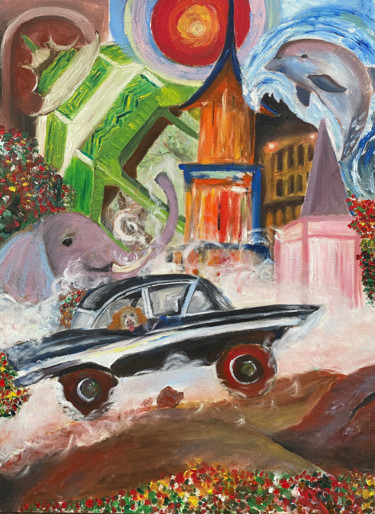 Картина под названием "travel around the w…" - Shanshan Liu, Подлинное произведение искусства, Масло