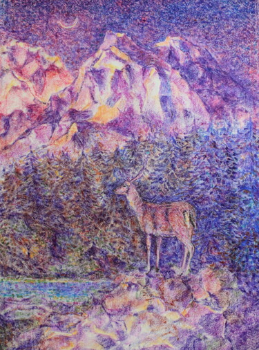 Dessin intitulée ""Ночь в фиолетовых…" par Юлия Гордеева, Œuvre d'art originale, Pastel