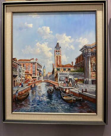 Painting titled "Venetian Serenity:…" by Shaoxin Huang, Original Artwork, Oil