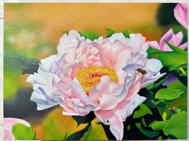 Painting titled "Blossoming Splendor…" by Shaoxin Huang, Original Artwork, Oil