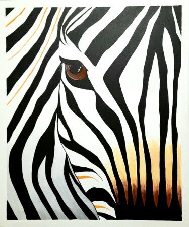 Zebra Pintura intitulada "Zebra" por Olha Sa, Obras de arte originais, Acrílico Montado em Maca de lona