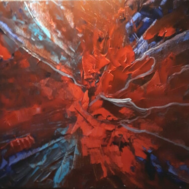 Картина под названием "Red Rose" - Shar'S Art, Подлинное произведение искусства, Акрил Установлен на Деревянная рама для нос…