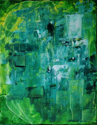 Painting titled "Green" by Shar'S Art, Original Artwork, Acrylic Mounted on Wood Stretcher frame
