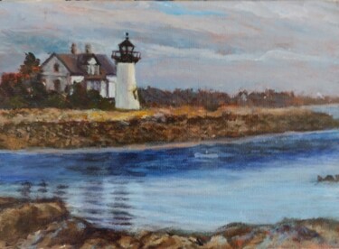 Painting titled "Prospect Harbor, Ma…" by Shar'S Art, Original Artwork, Acrylic Mounted on Wood Stretcher frame