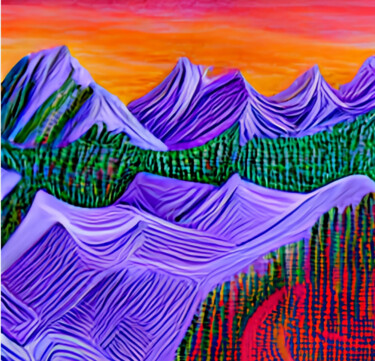 Digital Arts titled "Mountain Range" by Shar'S Art, Original Artwork, Digital Painting