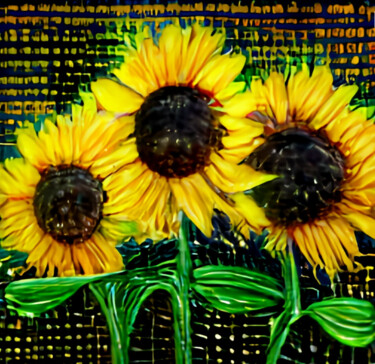 Digital Arts titled "Sunflowers" by Shar'S Art, Original Artwork, Digital Painting