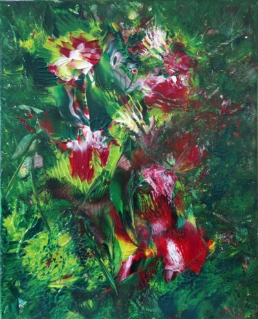 Painting titled "Spring Floral" by Shar'S Art, Original Artwork, Acrylic Mounted on Wood Stretcher frame
