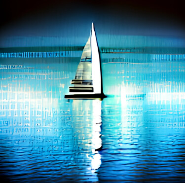 Цифровое искусство под названием "Sailboat" - Shar'S Art, Подлинное произведение искусства, Цифровая живопись
