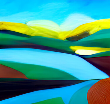 Digitale Kunst mit dem Titel "Bold Landscape" von Shar'S Art, Original-Kunstwerk, Digitale Malerei