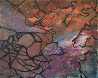 Painting titled "Wildfires Abstract…" by Shar'S Art, Original Artwork, Acrylic Mounted on Wood Stretcher frame