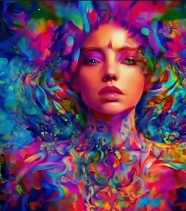Digitale Kunst getiteld "Lady of Color" door Shar'S Art, Origineel Kunstwerk, AI gegenereerde afbeelding