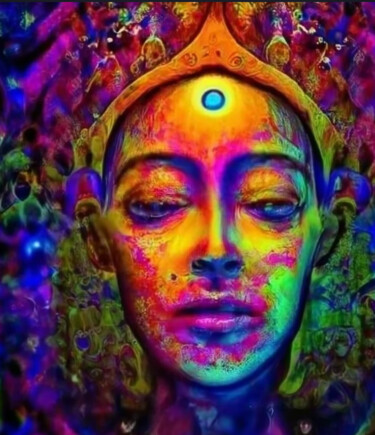 Digitale Kunst mit dem Titel "Sun Princess Buddha…" von Shar'S Art, Original-Kunstwerk, KI-generiertes Bild