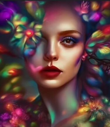 Arts numériques intitulée "Flower Girl of Cali…" par Shar'S Art, Œuvre d'art originale, Image générée par l'IA