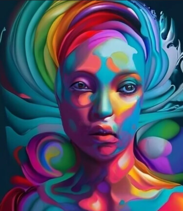 Digital Arts με τίτλο "Colored Lady Spectr…" από Shar'S Art, Αυθεντικά έργα τέχνης, Εικόνα που δημιουργήθηκε με AI