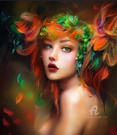 Digital Arts titled "Feathered Beauty Au…" by Shar'S Art, Original Artwork, AI generated image
