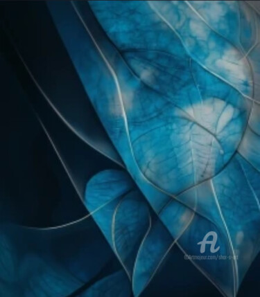 Digital Arts titled "Leaves of Blue" by Shar'S Art, Original Artwork, AI generated image