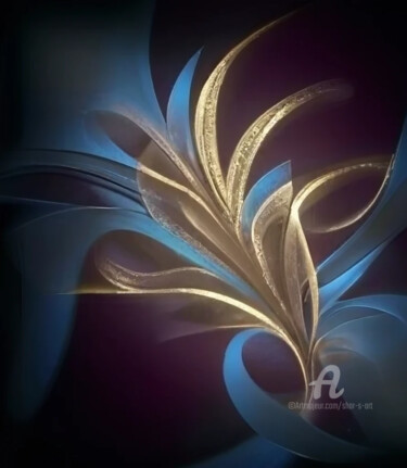 Digital Arts titled "Golden Leaves" by Shar'S Art, Original Artwork, AI generated image