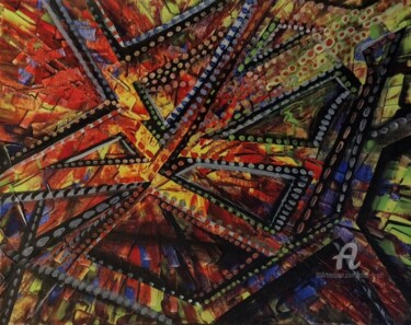 Painting titled "Beaded Geometric 2" by Shar'S Art, Original Artwork, Acrylic Mounted on Wood Stretcher frame