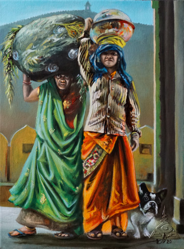 Картина под названием ""Несущие традиции.…" - Сергей Шарай, Подлинное произведение искусства, Масло Установлен на Деревянная…