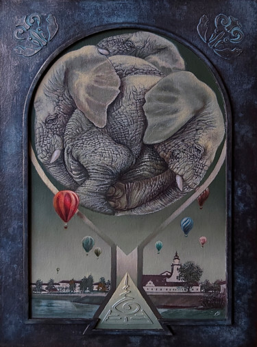 Painting titled ""Оршанский Коллегиу…" by Sergei Sharai, Original Artwork, Oil Mounted on Cardboard