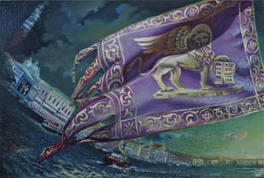Pintura titulada ""Венеция. Нота Фа"" por Sergei Sharai, Obra de arte original, Oleo Montado en Bastidor de camilla de madera