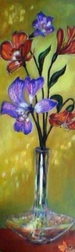 Картина под названием "букет" - Елена Шарагова, Подлинное произведение искусства, Масло