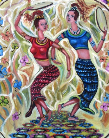 Картина под названием "Восточный танец по-…" - Елена Шарагова, Подлинное произведение искусства