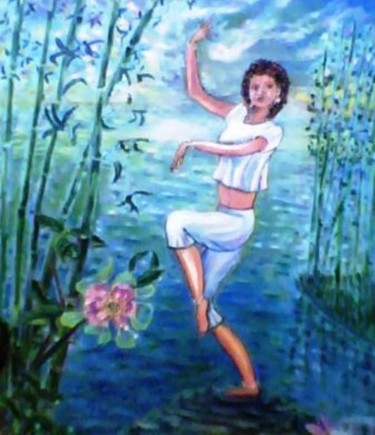 Картина под названием "Индийский танец" - Елена Шарагова, Подлинное произведение искусства, Масло