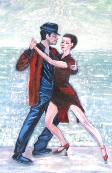 Картина под названием "Танго на краю." - Елена Шарагова, Подлинное произведение искусства, Масло