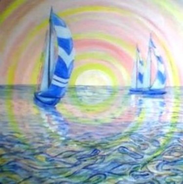 Painting titled "Море. Рассвет." by Elena Sharagova, Original Artwork, Oil