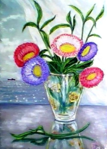 Картина под названием "Цветы весны." - Елена Шарагова, Подлинное произведение искусства, Масло
