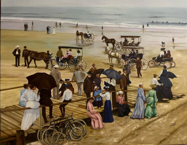 Peinture intitulée "Daytona beach 1904" par Sharareh Darougheh (Sheriartwork), Œuvre d'art originale, Huile