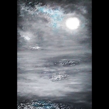 Malerei mit dem Titel "Full moon" von Sharat Pandit, Original-Kunstwerk, Pastell