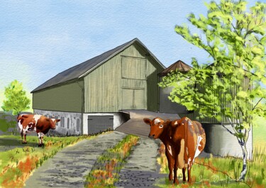 Digital Arts titled "An old barn" by Svein Ove Hareide, Original Artwork, Digital Painting