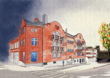 Digitale Kunst getiteld "Thorsen building" door Svein Ove Hareide, Origineel Kunstwerk, Digitaal Schilderwerk