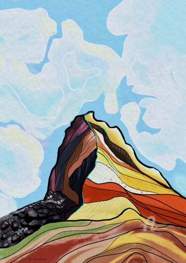 Digitale Kunst mit dem Titel "A colorful mountain…" von Svein Ove Hareide, Original-Kunstwerk, Digitale Malerei