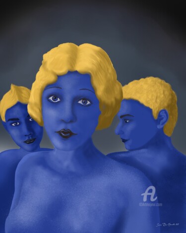 Digital Arts titled "Triangulo azul" by Svein Ove Hareide, Original Artwork, Digital Painting