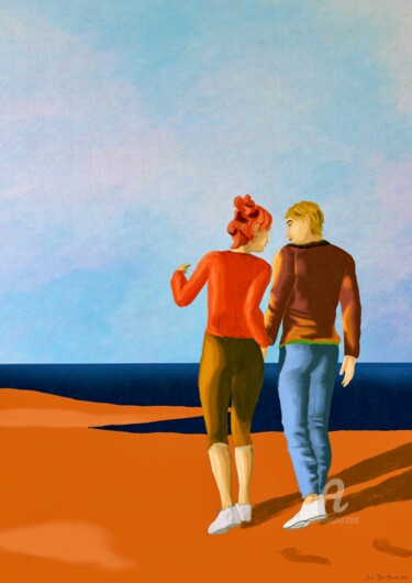 Arte digitale intitolato "The beachwalk" da Svein Ove Hareide, Opera d'arte originale, Pittura digitale