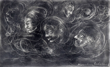 Painting titled "Night Sky" by Sharif-Al-Masudur Rahman, Original Artwork, Charcoal