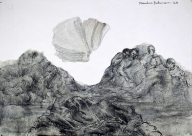 Malerei mit dem Titel "The Earth" von Sharif-Al-Masudur Rahman, Original-Kunstwerk, Kohle