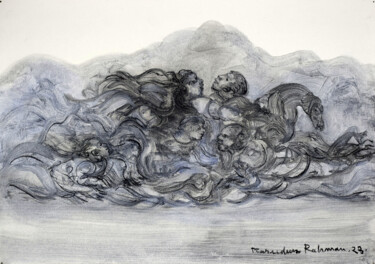 Schilderij getiteld "In the chariot of t…" door Sharif-Al-Masudur Rahman, Origineel Kunstwerk, Houtskool
