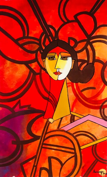 Painting titled "Lady Picasso" by Sharmene Yousuf (Meneartiste), Original Artwork, Acrylic