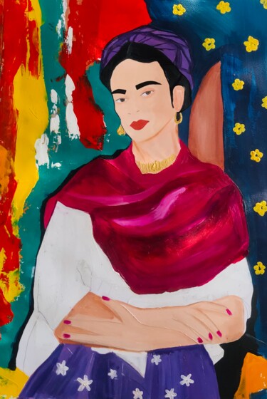 Schilderij getiteld "Frida Kahlo" door Sharmene Yousuf (Meneartiste), Origineel Kunstwerk, Olie