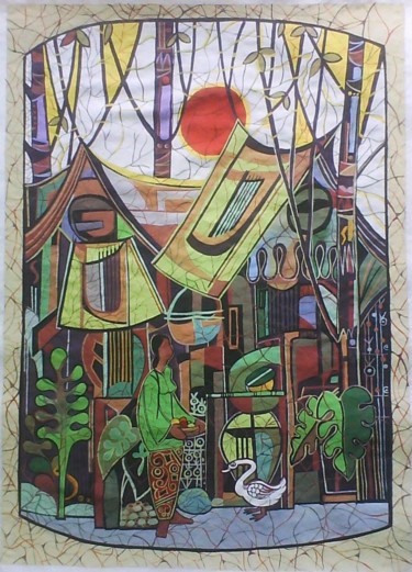 Abstract landscape painting - by Sharmila Sharma Painting titled "Abstract landscape…" by Sharmila Sharma, Original Art, Oil