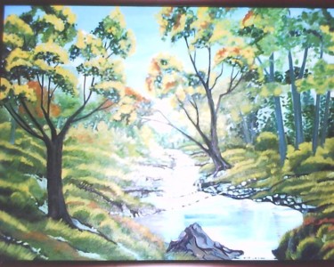 Forest painting - by Sharmila Sharma Painting titled "Forest painting - b…" by Sharmila Sharma, Original Art, Oil