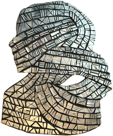 Скульптура под названием "Seven-Point Turn" - Sharon Bachner, Подлинное произведение искусства, Мозаика Установлен на Деревя…