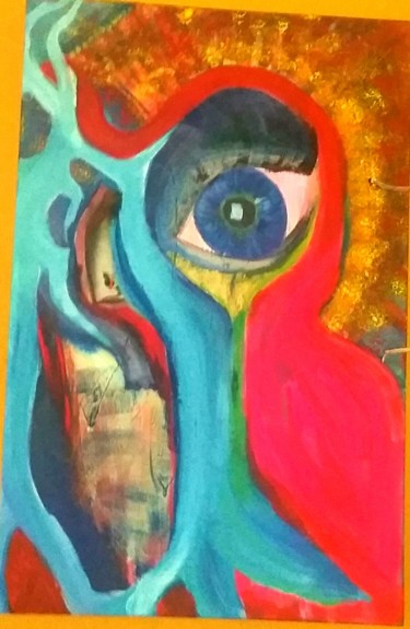 Painting titled "Oog" by Sharon Klomp, Original Artwork