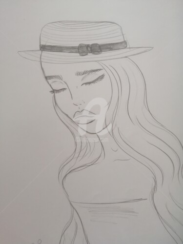 Drawing titled "La fille de Provence" by Sharon Toudjani, Original Artwork, Pencil