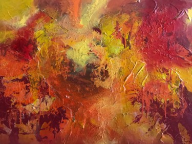 Painting titled "Flaming Jungle" by Sharon Kleiman, Original Artwork, Acrylic